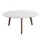 Stella 31" Round Italian Carrara White Marble Coffee Table with Walnut Legs